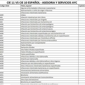 CIE-11 en Excel con Homologo CIE-10